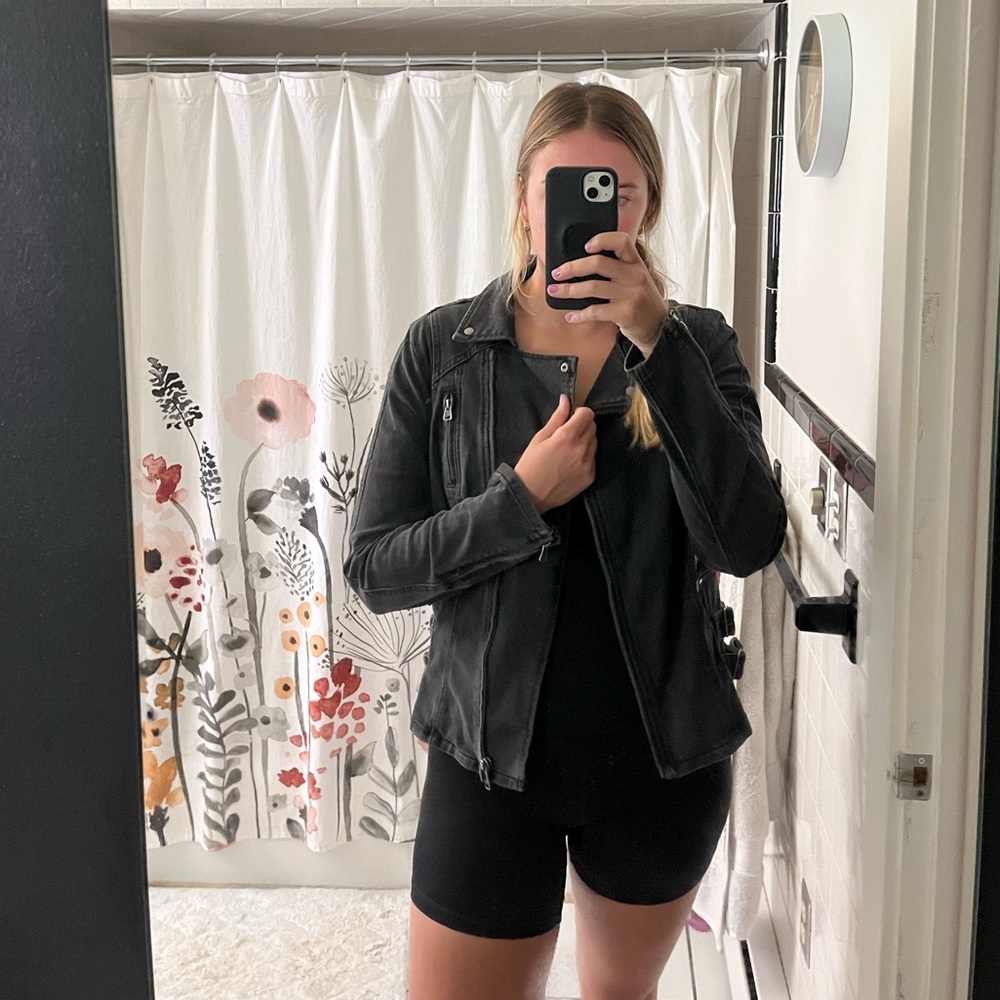 Free People black jean biker jacket.